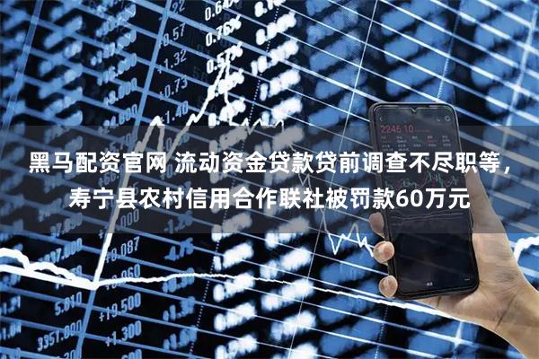 黑马配资官网 流动资金贷款贷前调查不尽职等，寿宁县农村信用合作联社被罚款60万元